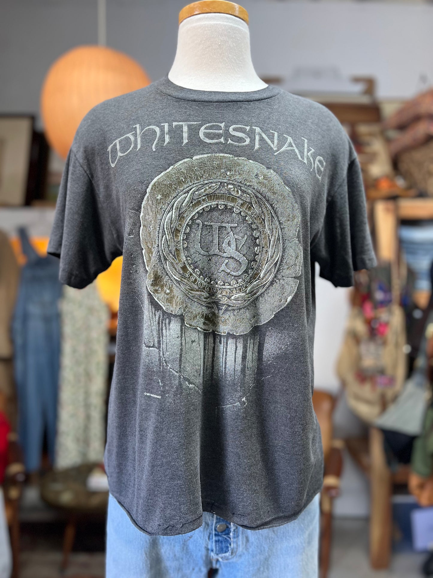 Vintage Whitesnake 1987 Single Stitch Double Sided Rock Tee Worn To Perfection L