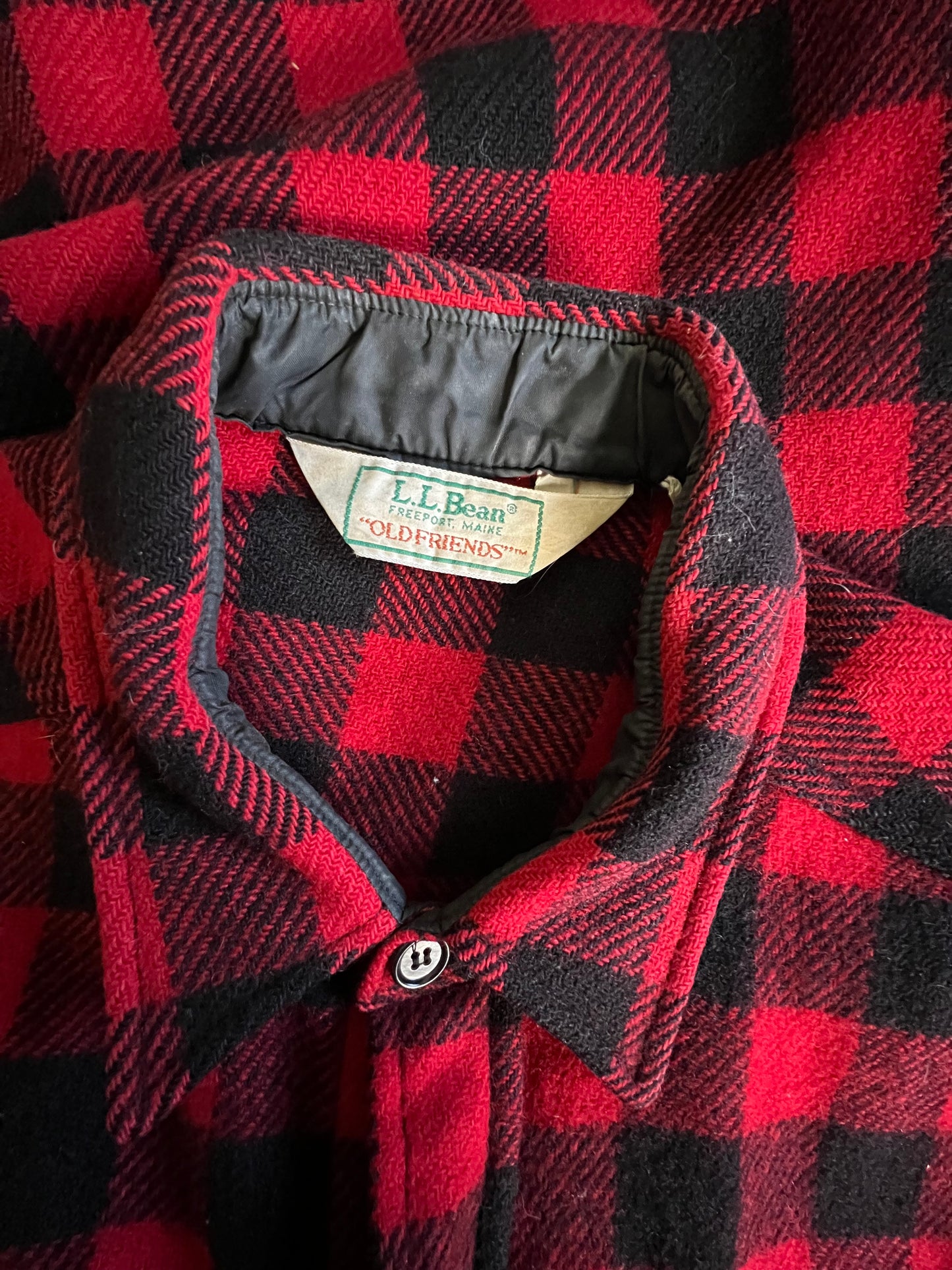 Vintage 80’s LL Bean Old Friends Wool Buffalo Plaid Shirt Jacket XL/Tall