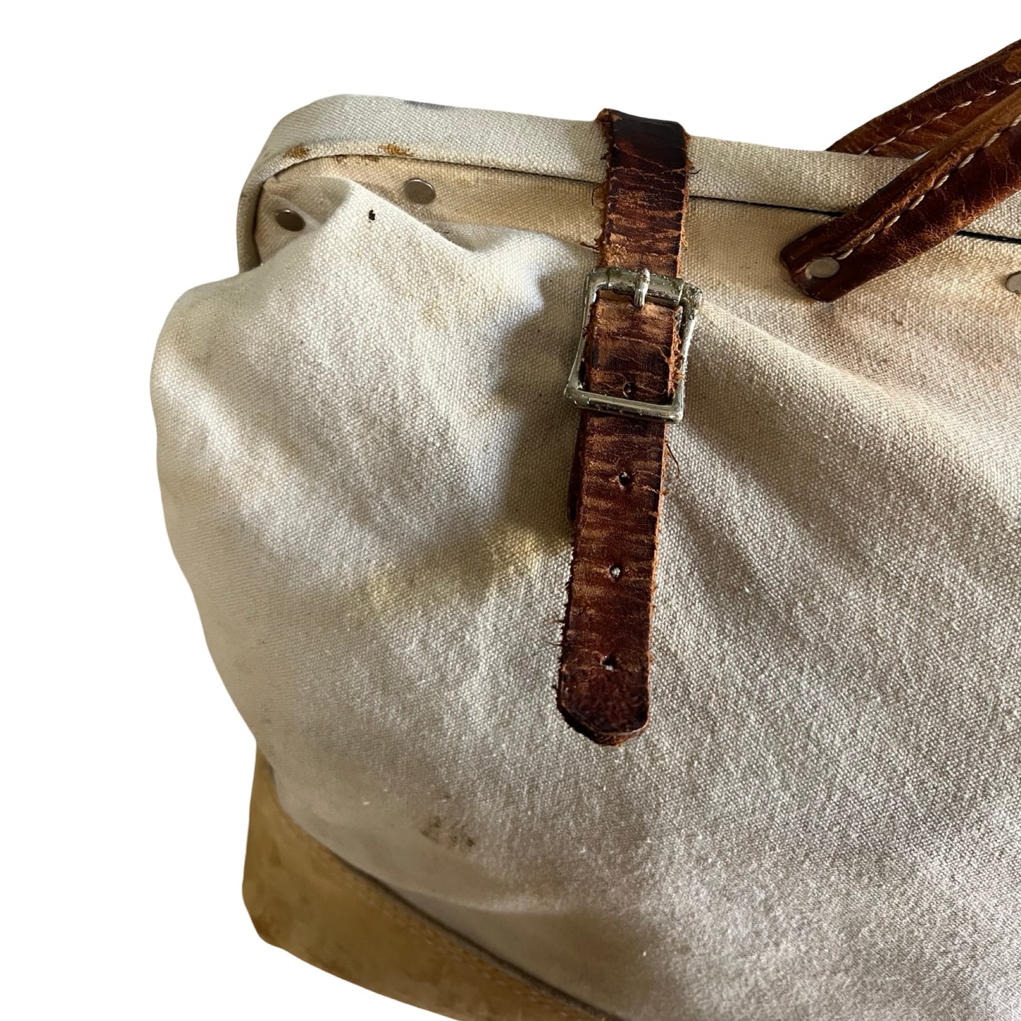 Vintage 1980’s Distressed Nicholas Canvas & Leather Tool Tote