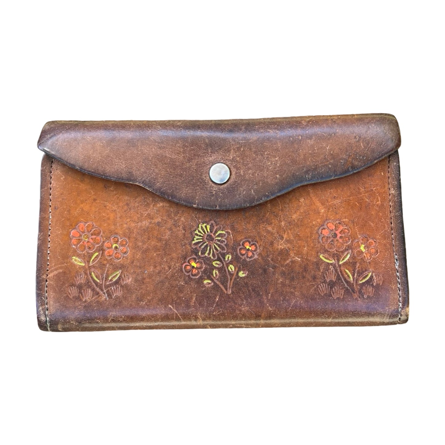 Vintage 1970’s Butter Soft Hand Tooled & Painted Leather Wallet