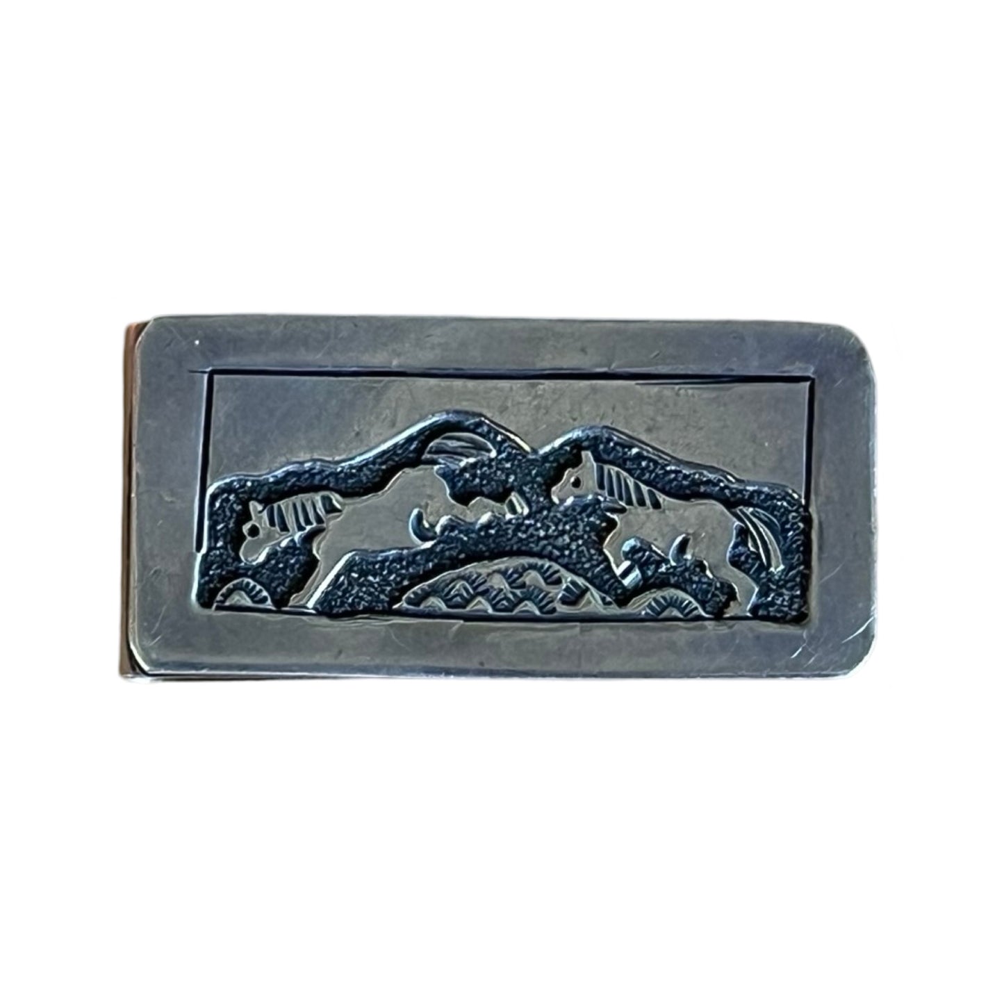 Vintage Navajo Story Teller Sterling Silver Money Clip Tom & Sylvia Kee Signed