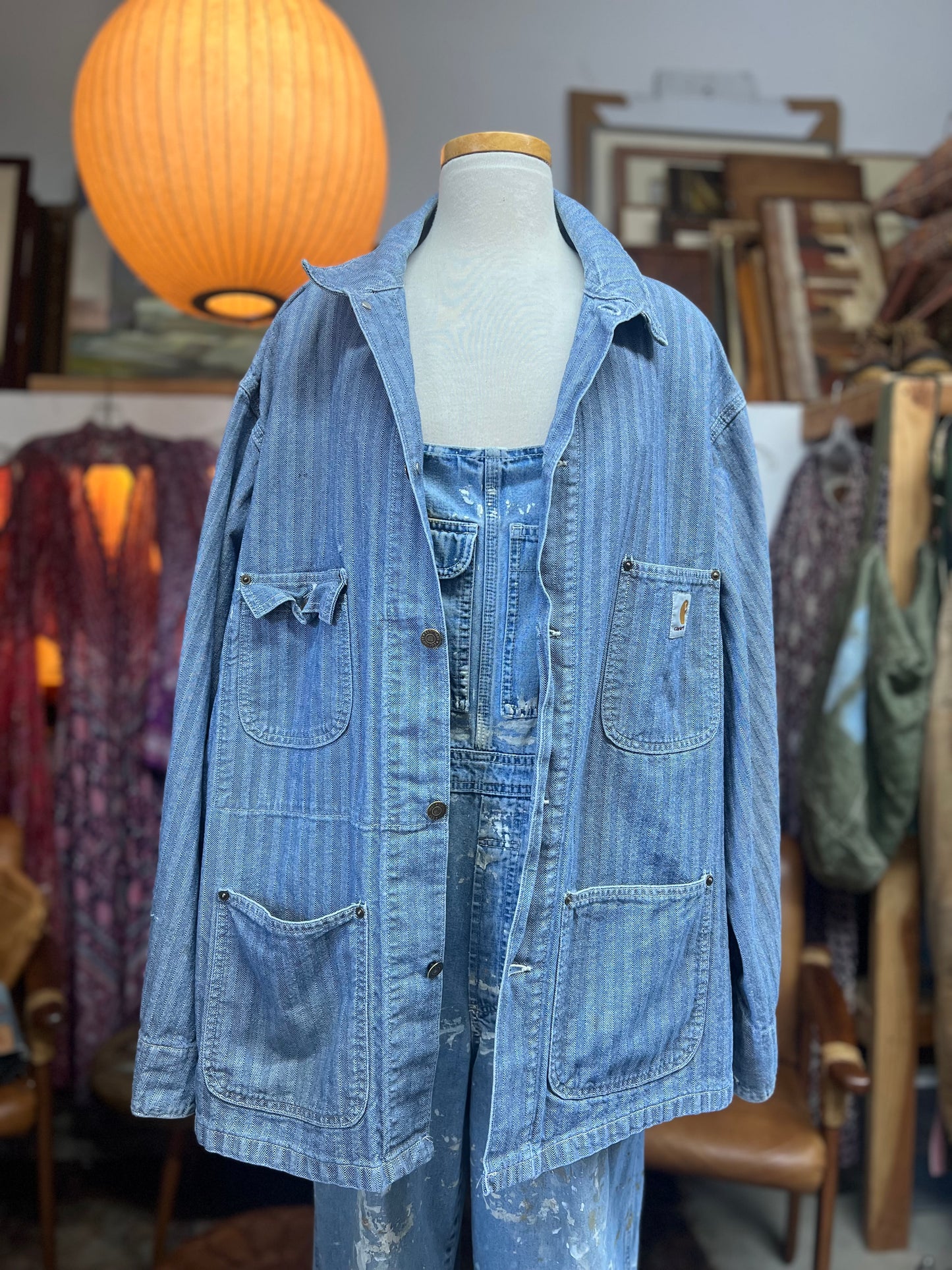 Rare 1994 Carhartt Herringbone Denim Chore Coat XL/XXL