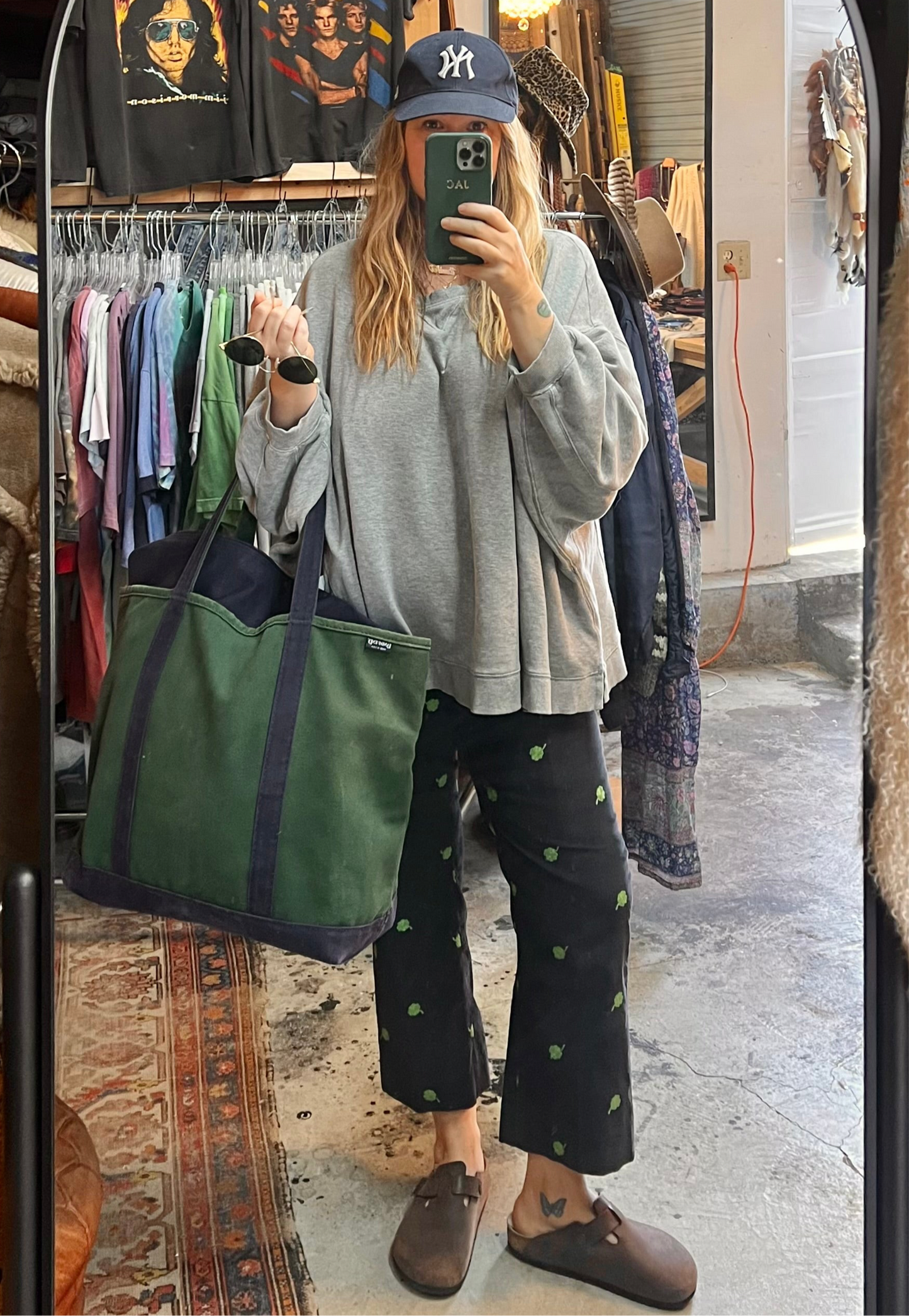Vintage 90’s Lands End XL Zip Tote Tote Navy & Green