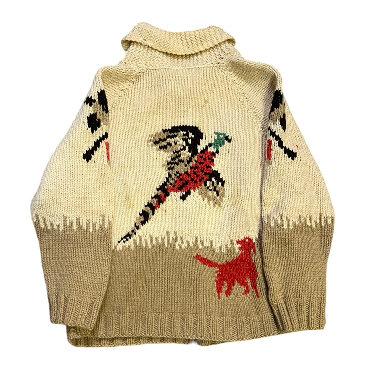 Vintage 50’s/60’s Pheasant Hunter Cowichan Cardigan Zip Front Sweater XL