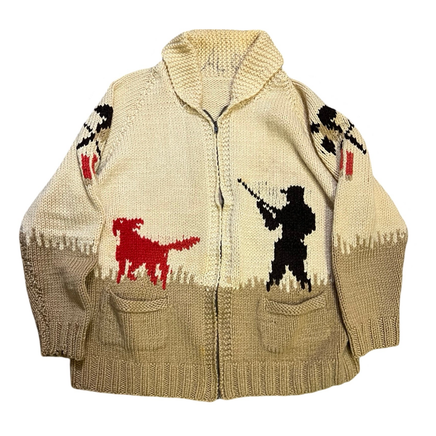 Vintage 50’s/60’s Pheasant Hunter Cowichan Cardigan Zip Front Sweater XL