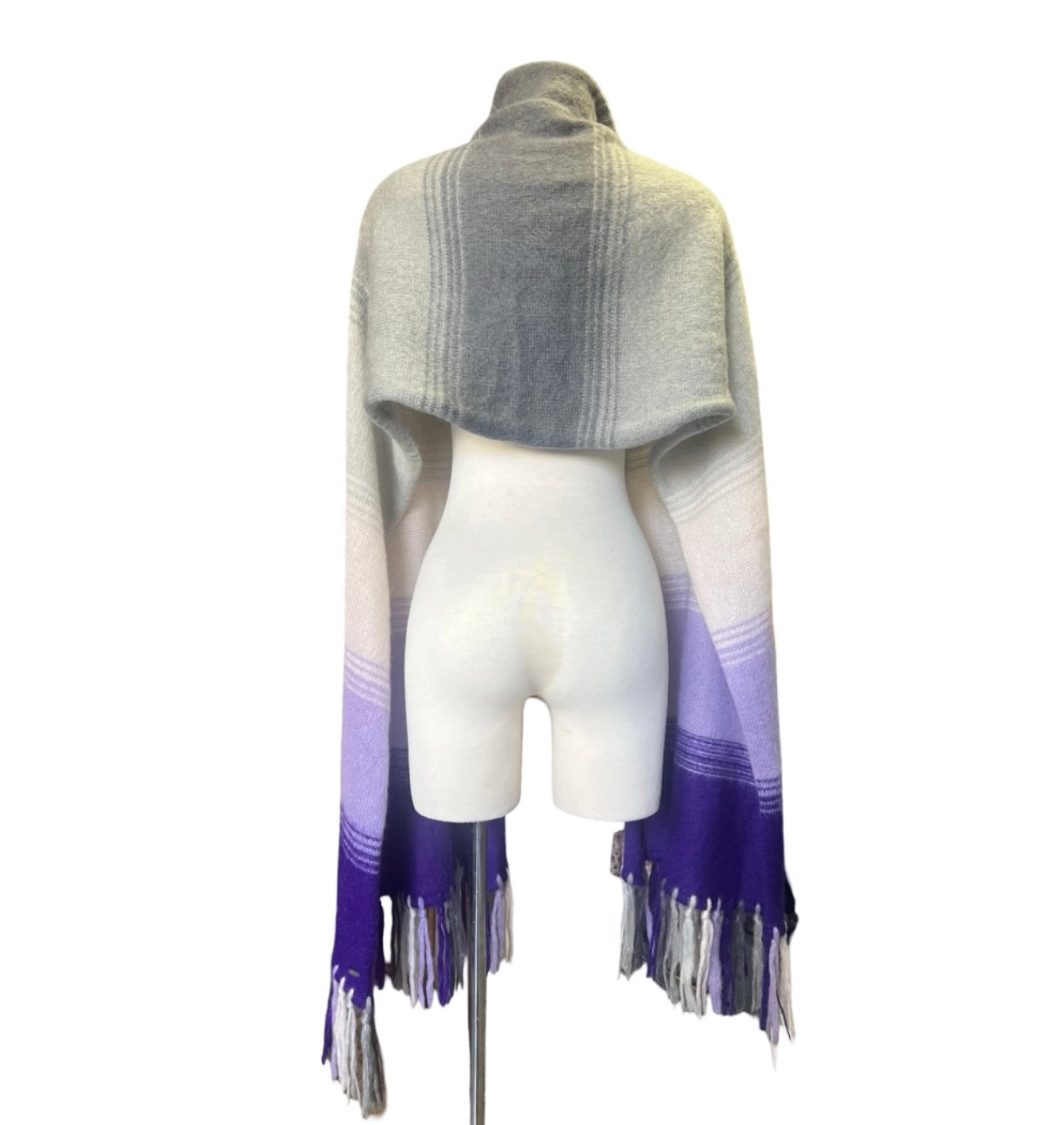 Vintage Rare Emilio Pucci Oversized Mohair Ombré Stripe Fringe Trim Scarf