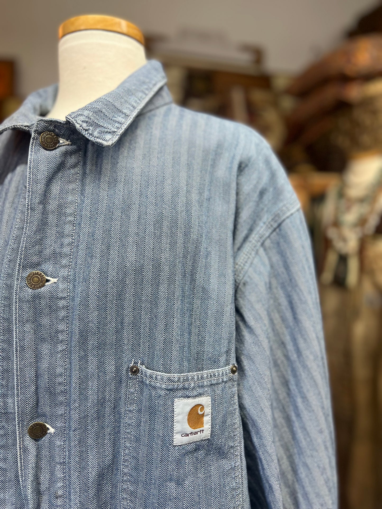 Rare 1994 Carhartt Herringbone Denim Chore Coat XL/XXL