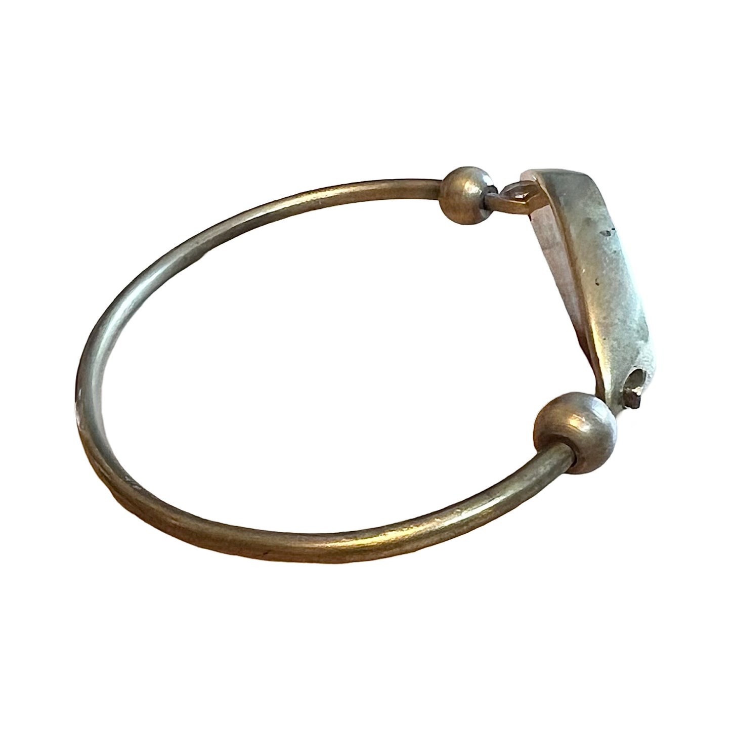 Vintage 1970’s Stone Inlay Modernist Brass Cuff