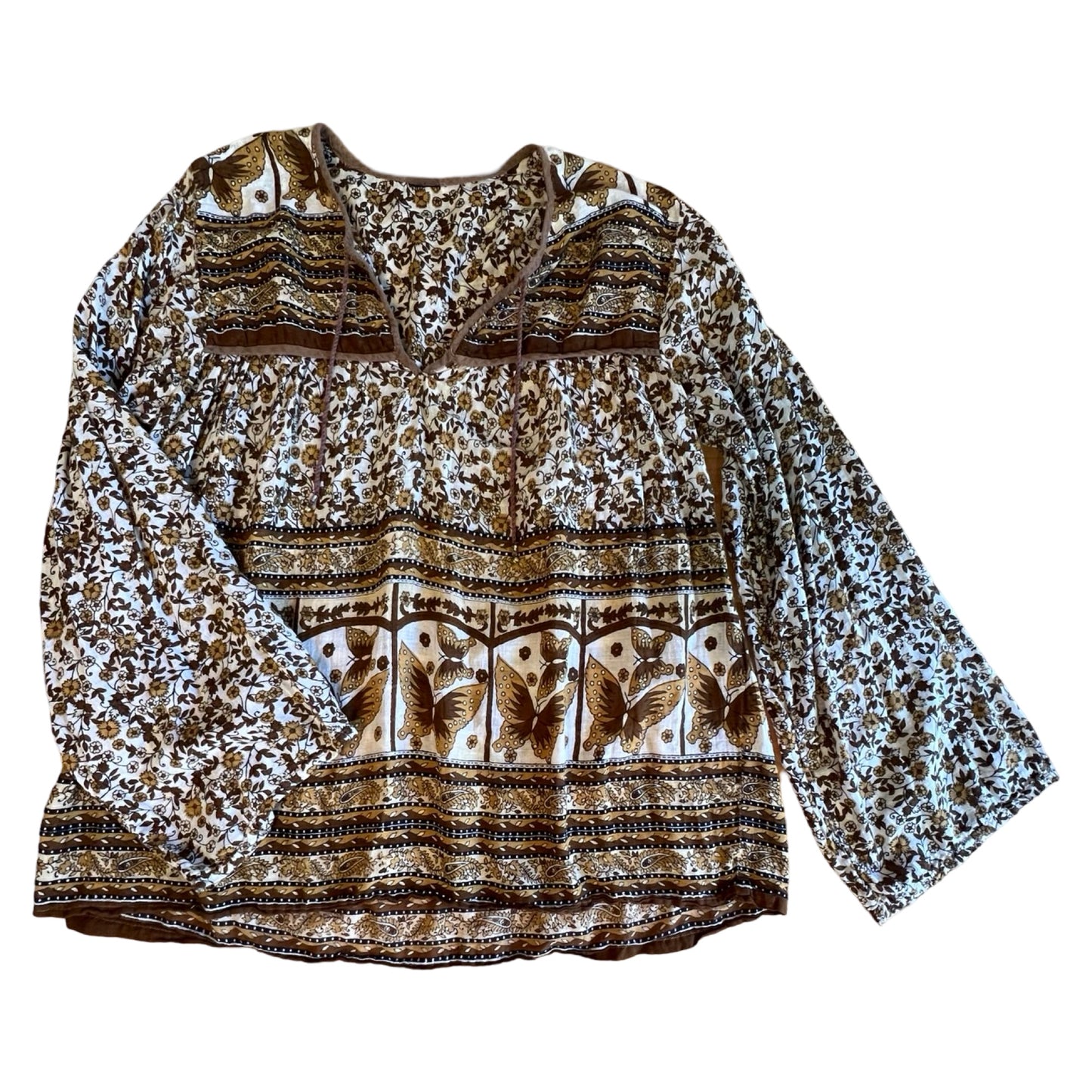 Vintage 80’s India Block Print Sheer Blouse Rare Colorway