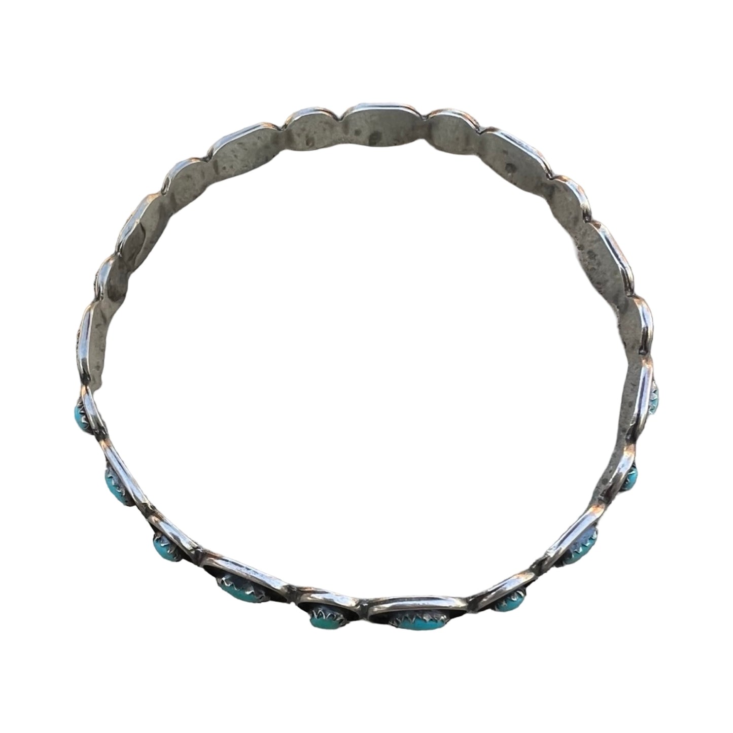 Vintage Zuni Native American Turquoise Sterling Silver Bangle
