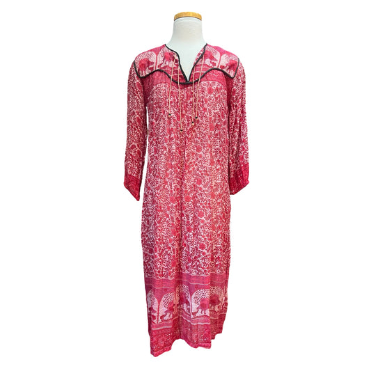 Vintage 80’s India Block Print Sheer Cotton Gauze Dress S