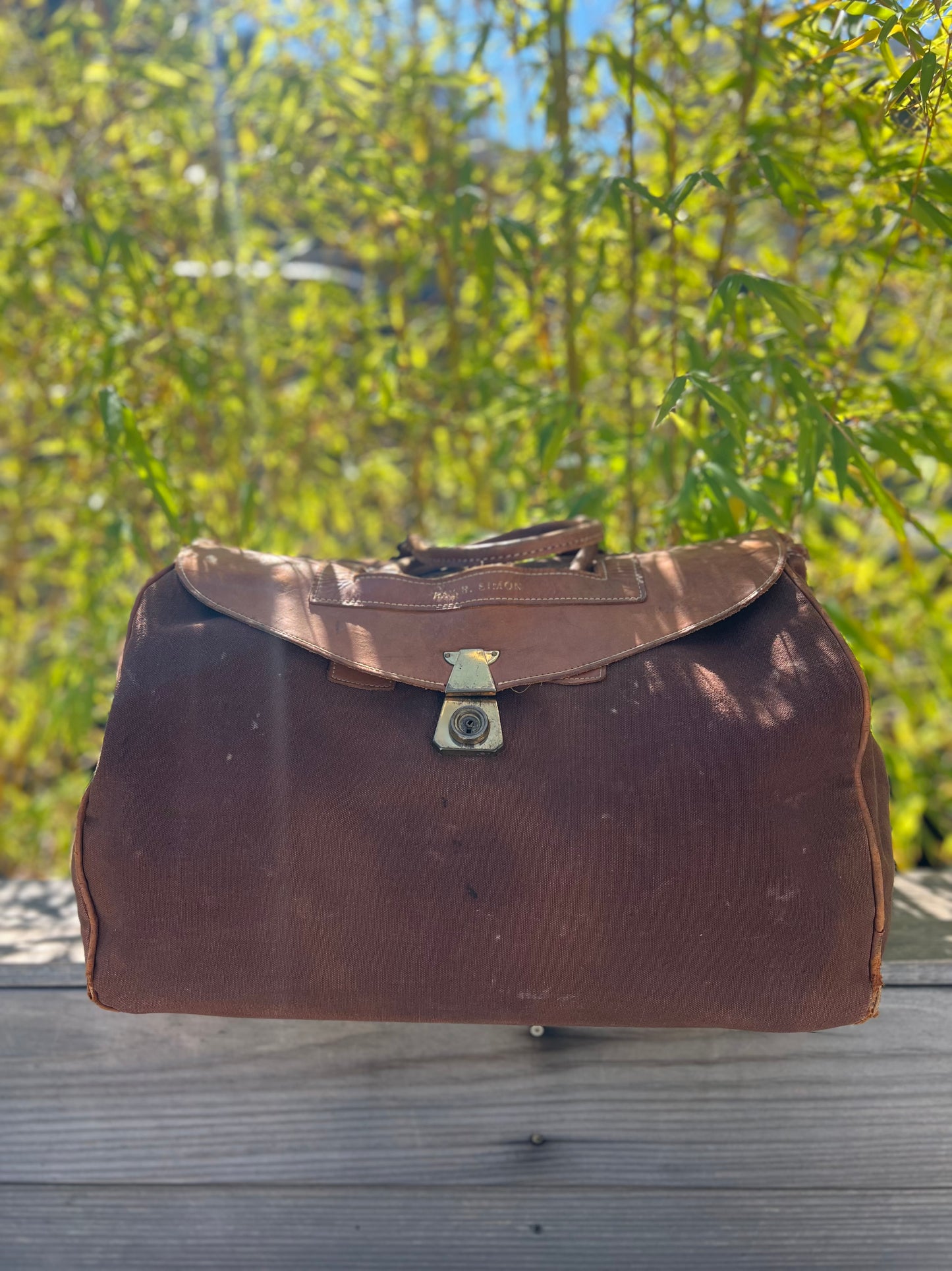Vintage 1950’s Canvas & Leather Weekender Satchel