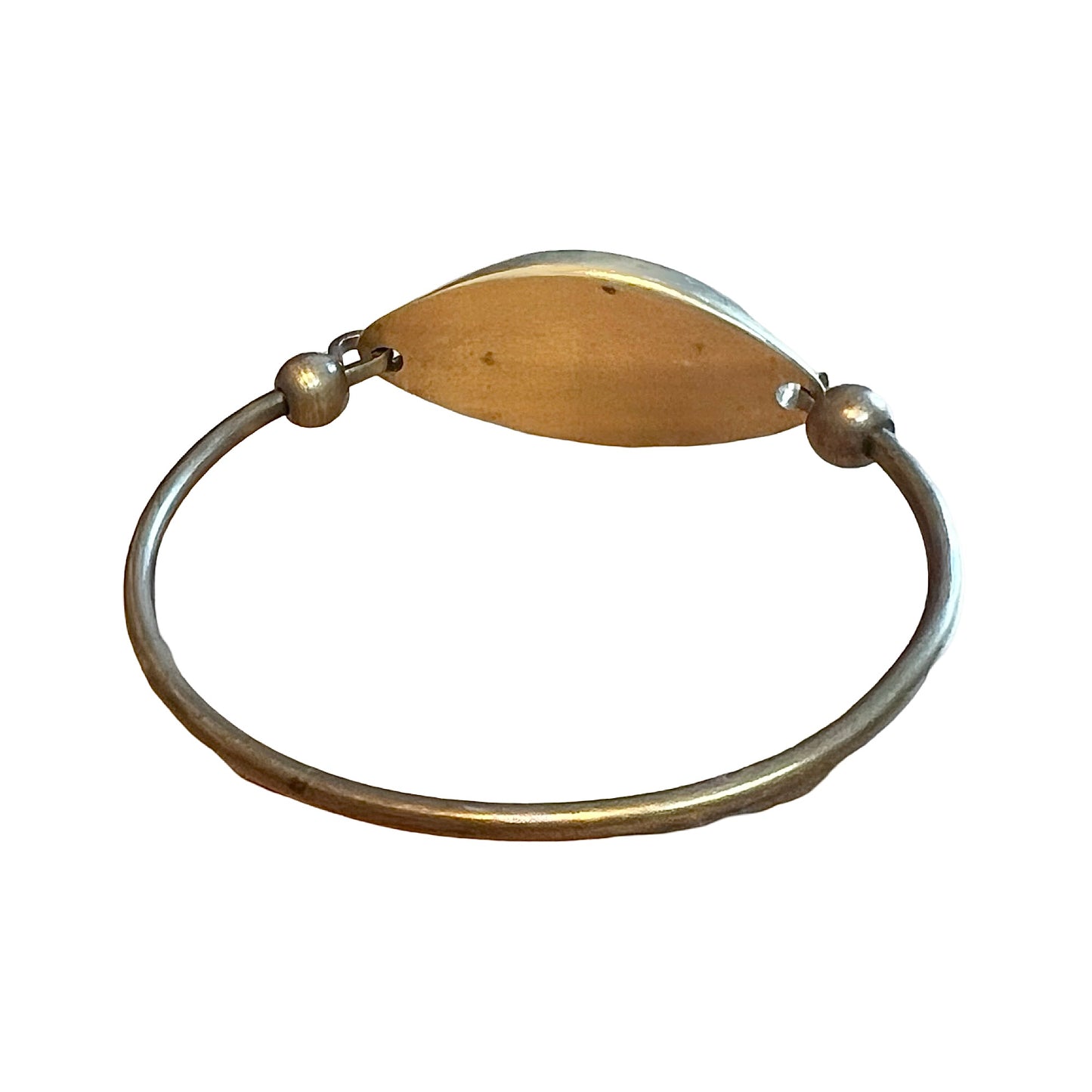 Vintage 1970’s Stone Inlay Modernist Brass Cuff