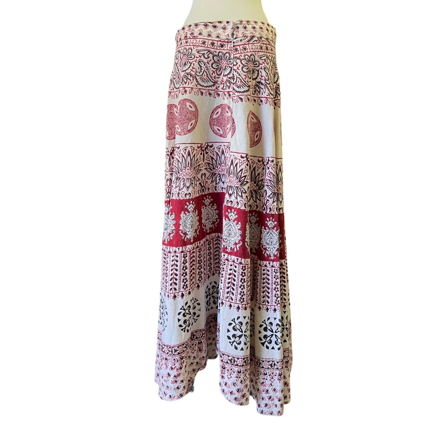 Vintage 70’s Bohemian India Block Print Maxi Skirt L