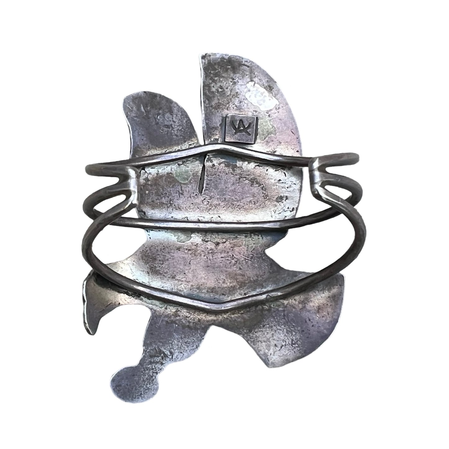 Massive Vintage Navajo Sterling Silver & Turquoise Coral Mosaic Inlay Thunderbird Cuff Signed