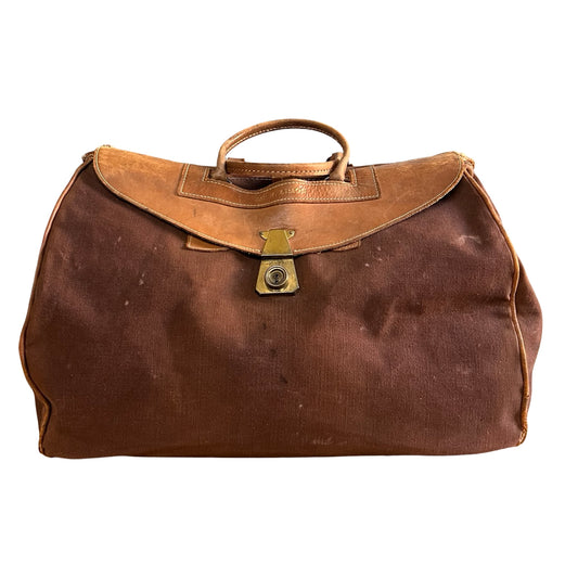 Vintage 1950’s Canvas & Leather Weekender Satchel