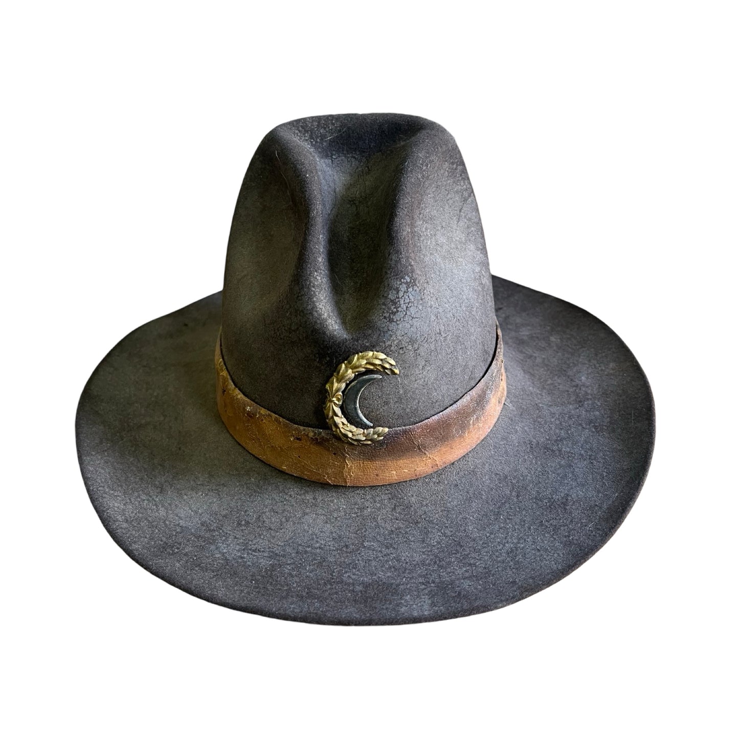 Vintage Bespoke Hat Crescent Moon Leather Band Bandana Trim