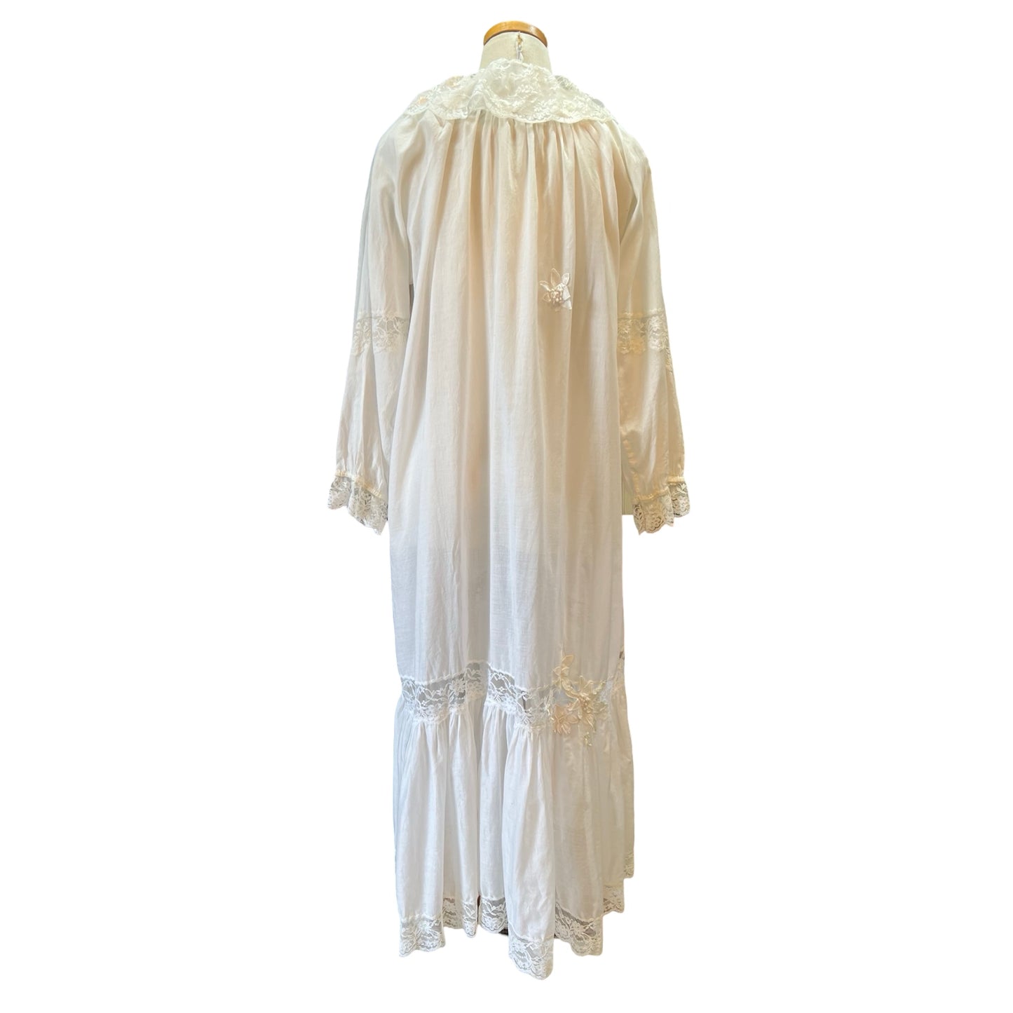 Vintage Ethereal Cotton Lace Flower Detail Peignoir P/S
