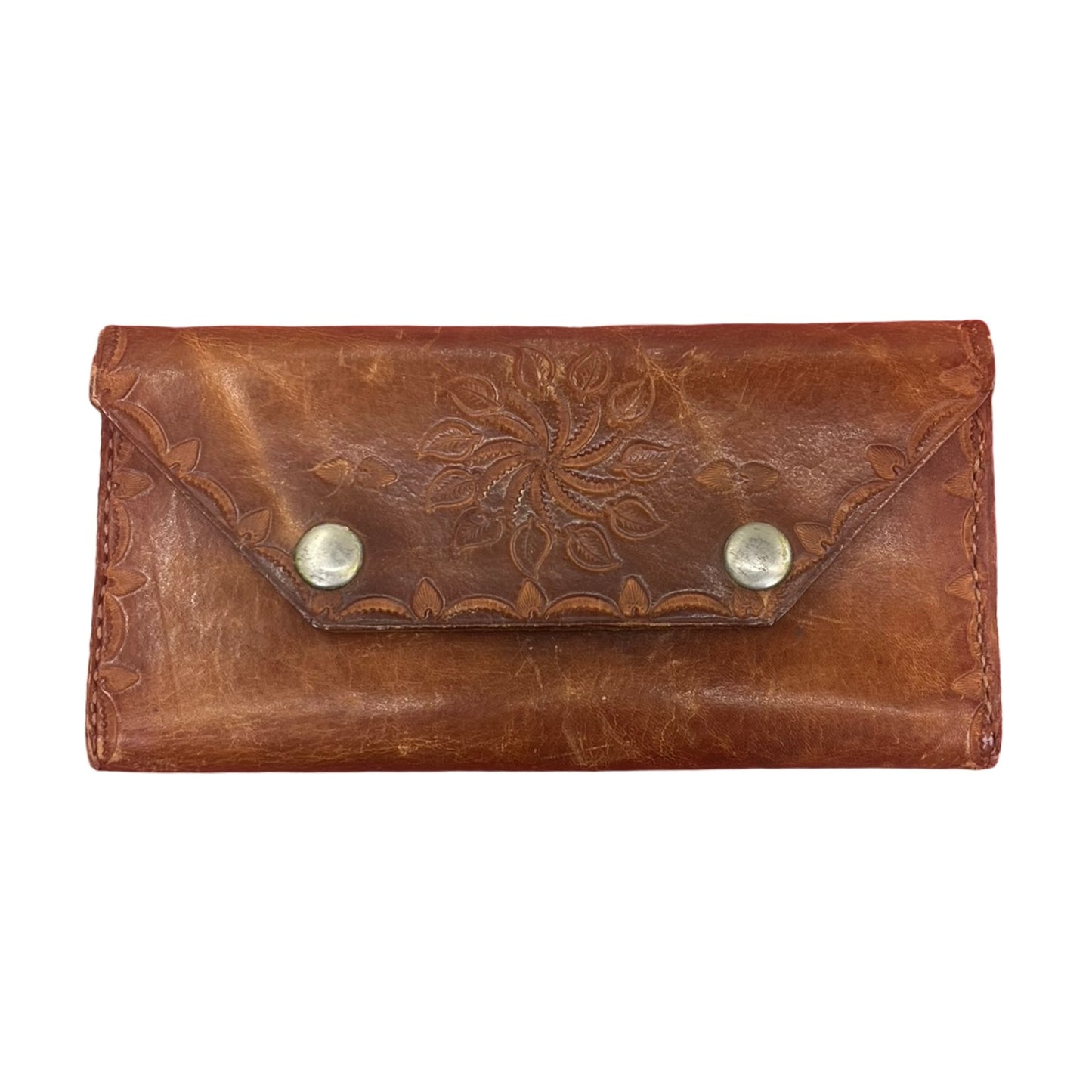 Vintage 70’s Hand Tooled Leather Wallet Floral & Horse Motif