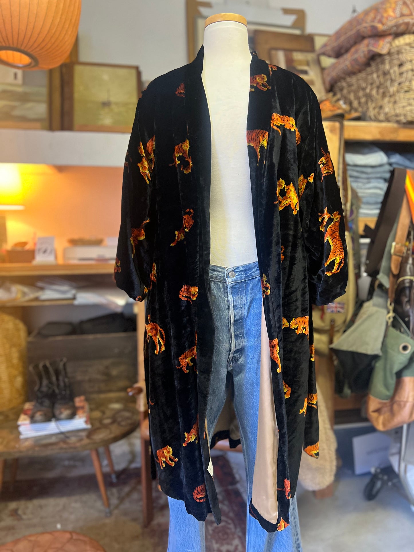Rare Vintage 80’s Dunhill Velvet Tiger Print Robe Smoking Jacket