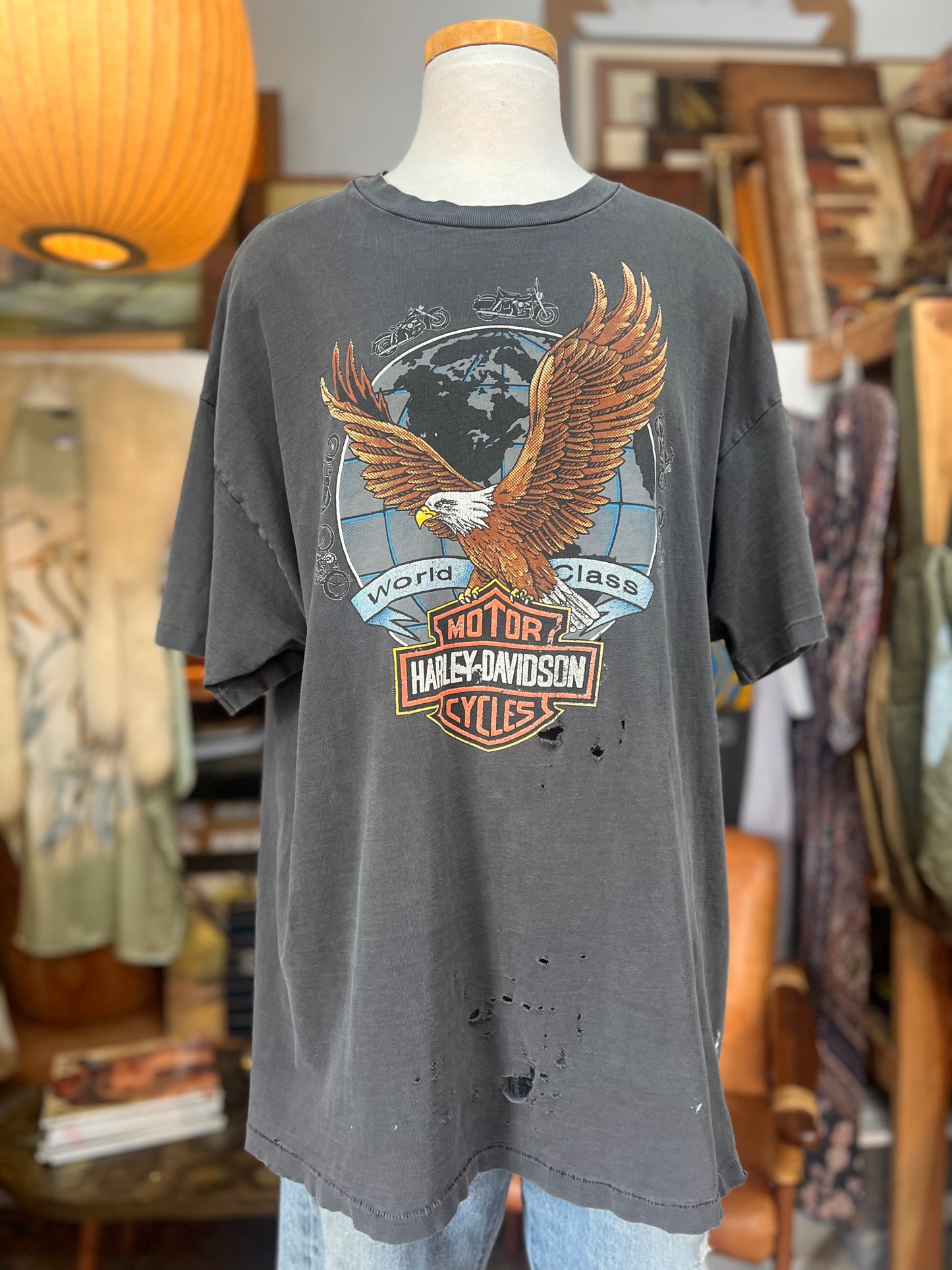 Vintage Distressed Harley 2x Sided Single Stitch Tee XXL