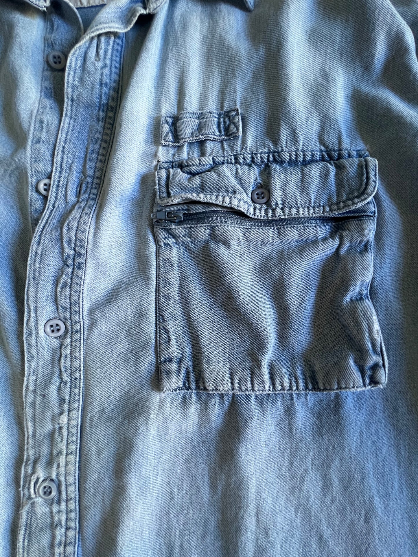 Vintage 80’s Bugle Boy Oversized S/S Faded Soft Denim Shirt XXL