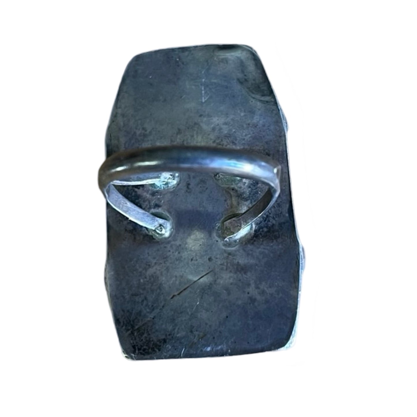 Vintage Large Navajo Polished Turquoise Sterling Silver Ring Size 10.5