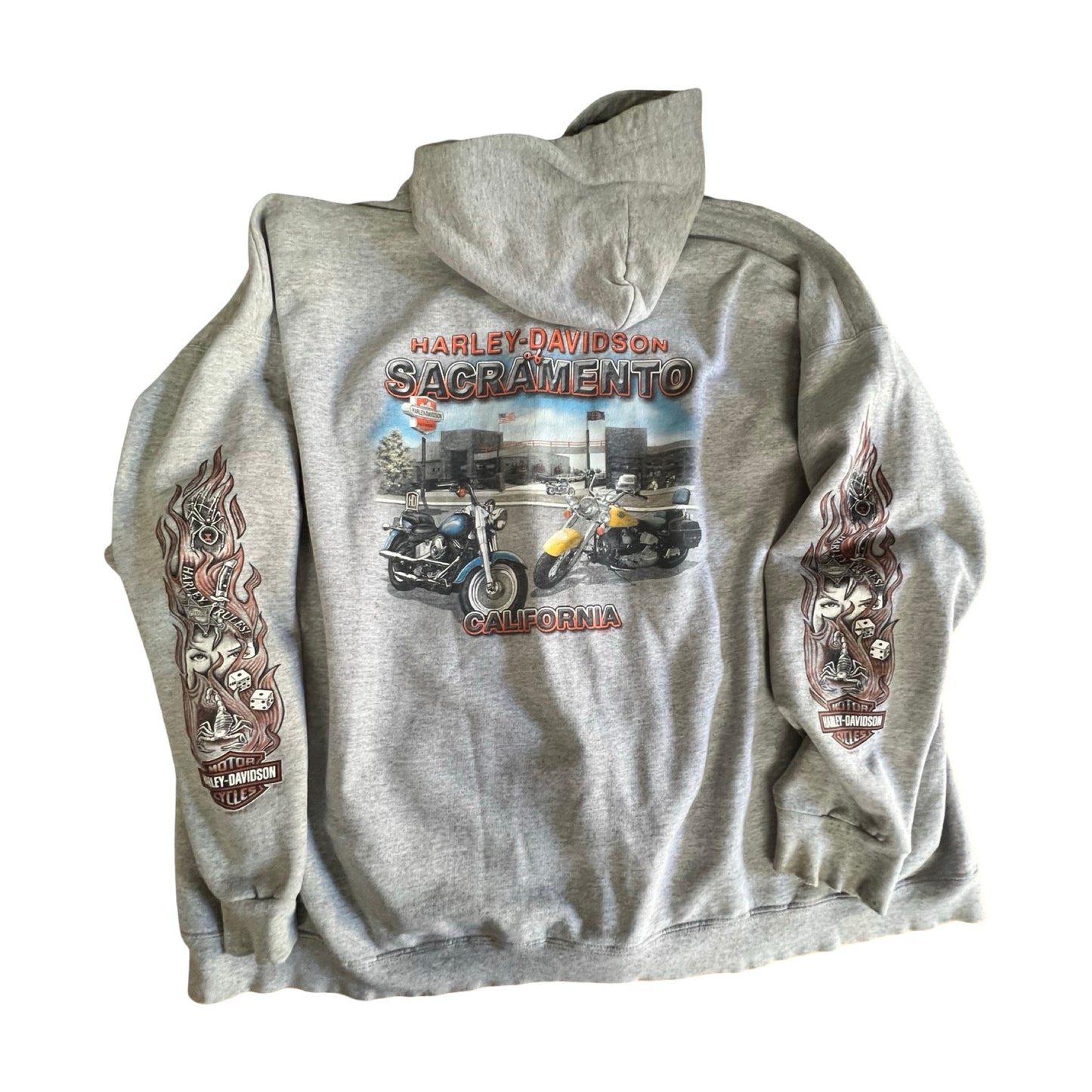 Vintage Heavily Distressed Oversized Harley Davidson Zip Hoodie 3XL