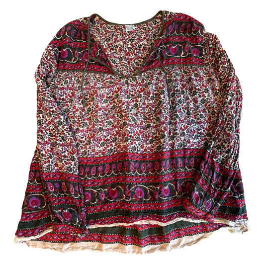 Vintage 70’s India Block Print Sheer Cotton Gauze Bohemian Blouse