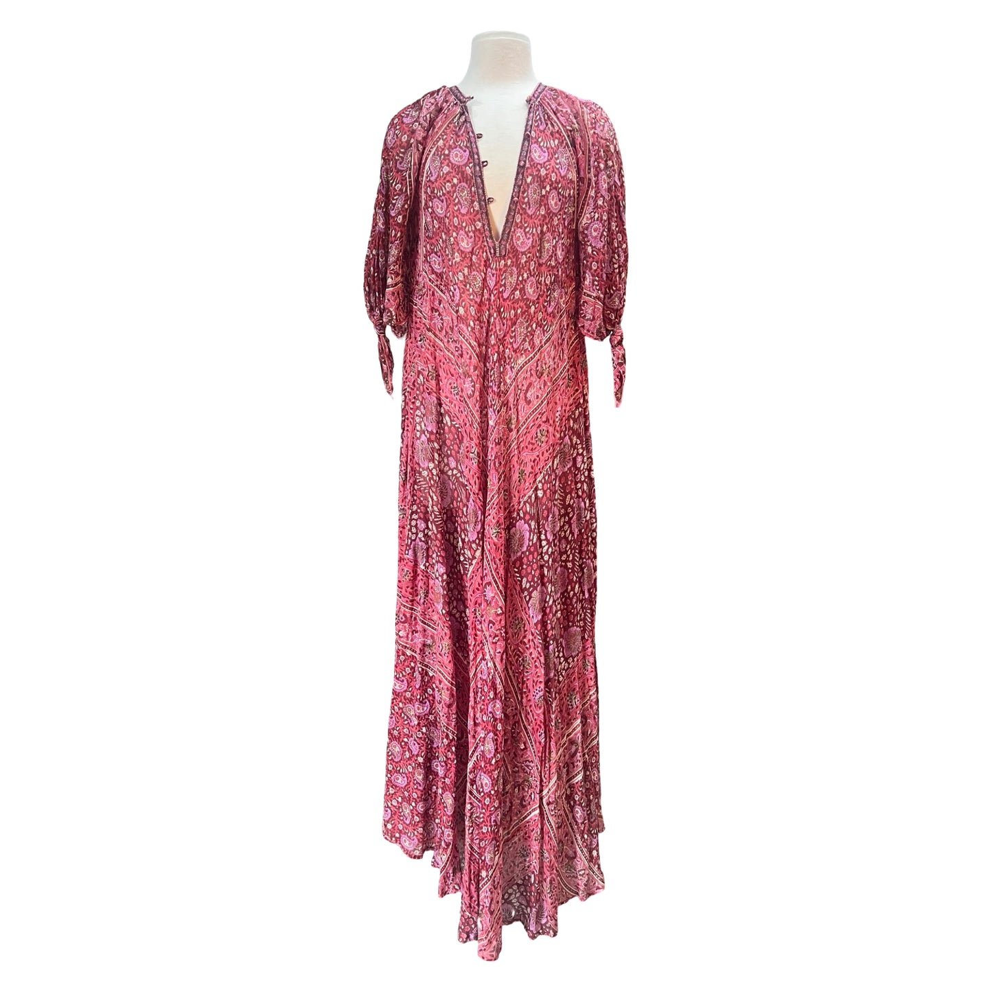 Rare Vintage Zodiac India Block Print Maxi Dress M