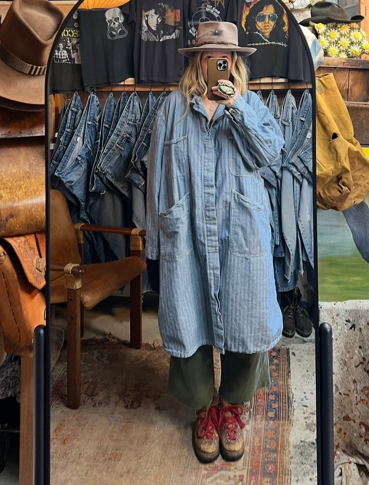 Vintage 1950’s Herringbone Twill Union Made Sanforized Denim Machinist Coat 50R