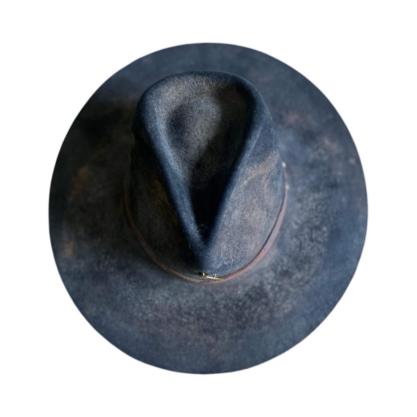 Vintage Bespoke Hat Crescent Moon Leather Band Weathered Worn Western