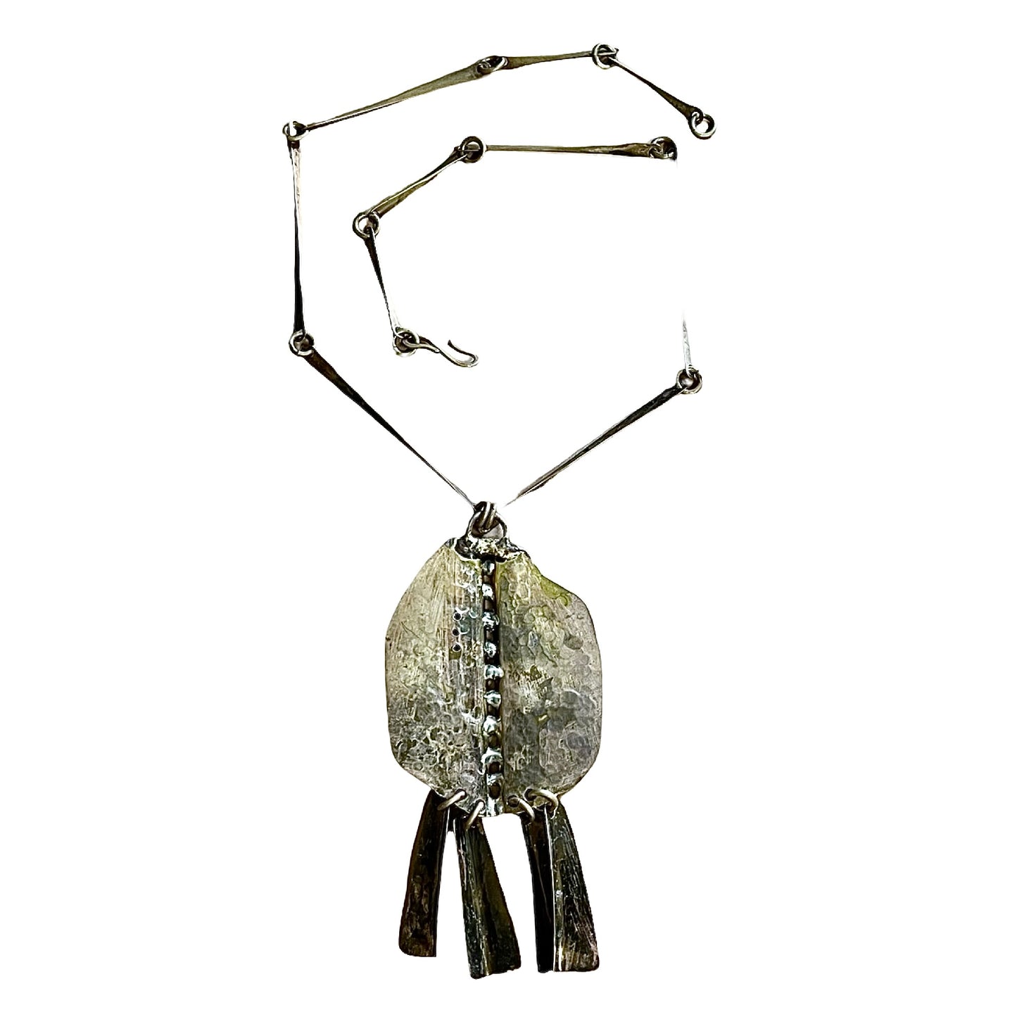 Vintage 1986 Signed Joseph Boris Modernist Brass Statement Necklace