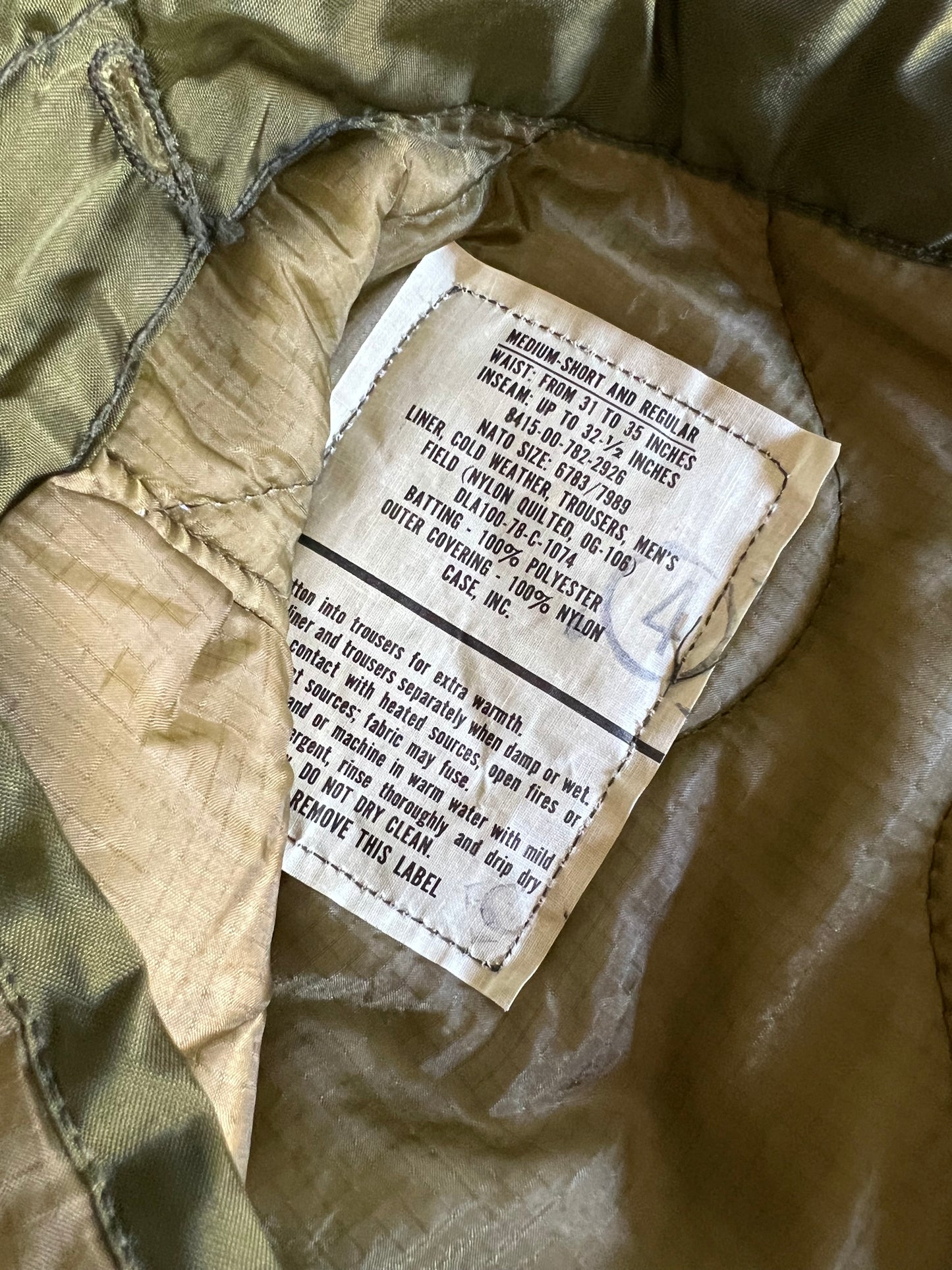 Vintage Quilted Army Over Pants