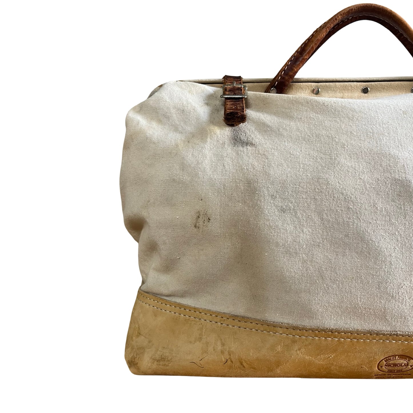Vintage 1980’s Distressed Nicholas Canvas & Leather Tool Tote