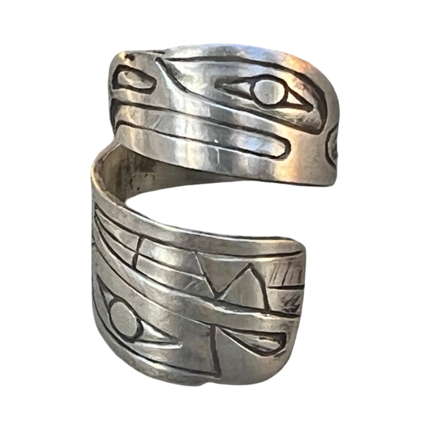 Vintage Sterling Silver Totem Wrap Ring