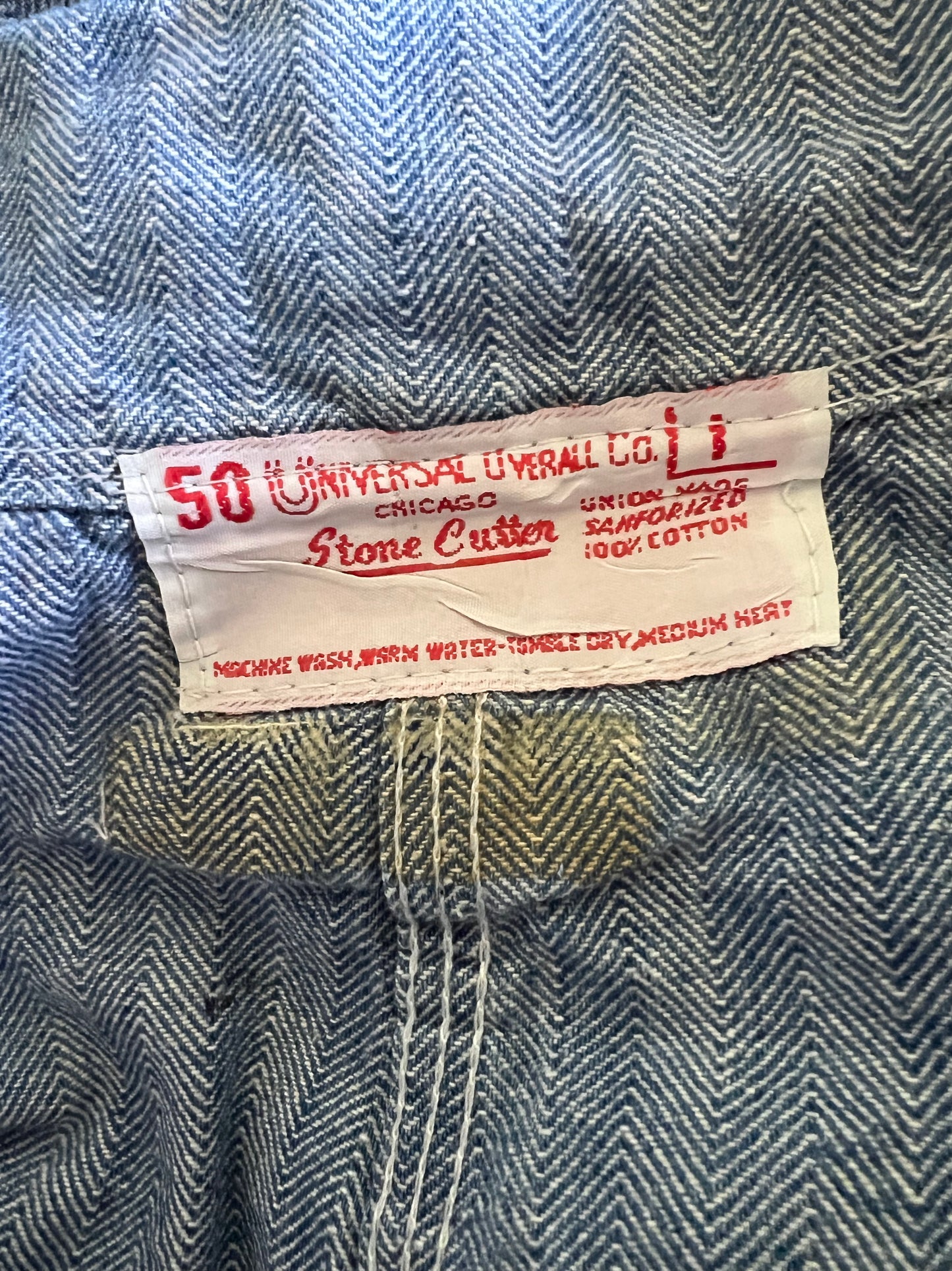 Vintage 1950’s Herringbone Twill Union Made Sanforized Denim Machinist Coat 50R