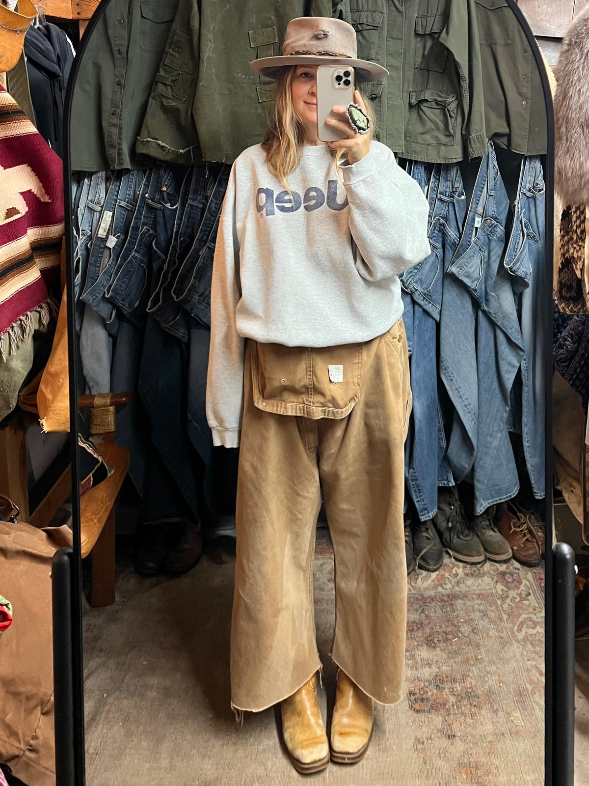 Vintage 1990’s Lee Ultraweight Jeep Distressed Sweatshirt Worn to Perfection XXL