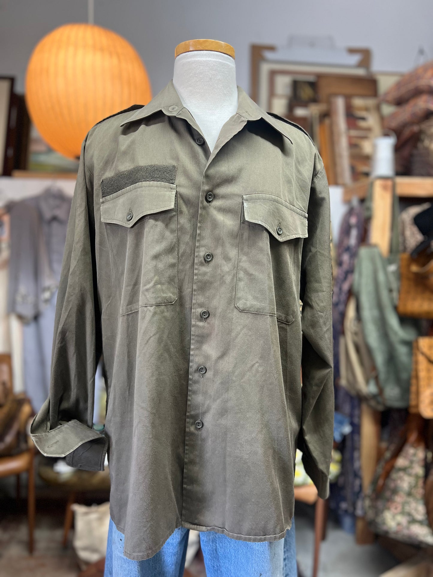 Vintage Army Shirt Jacket Military Uniform L
