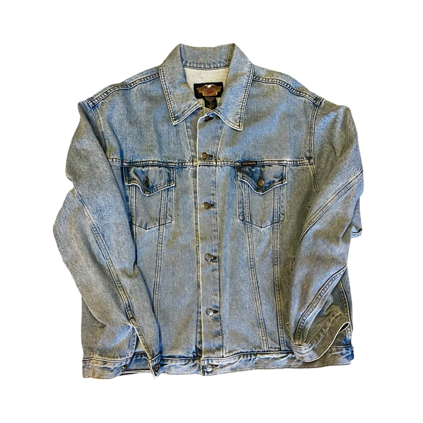 Vintage Harley Davidson Oversized Denim Jacket Back Patch XL