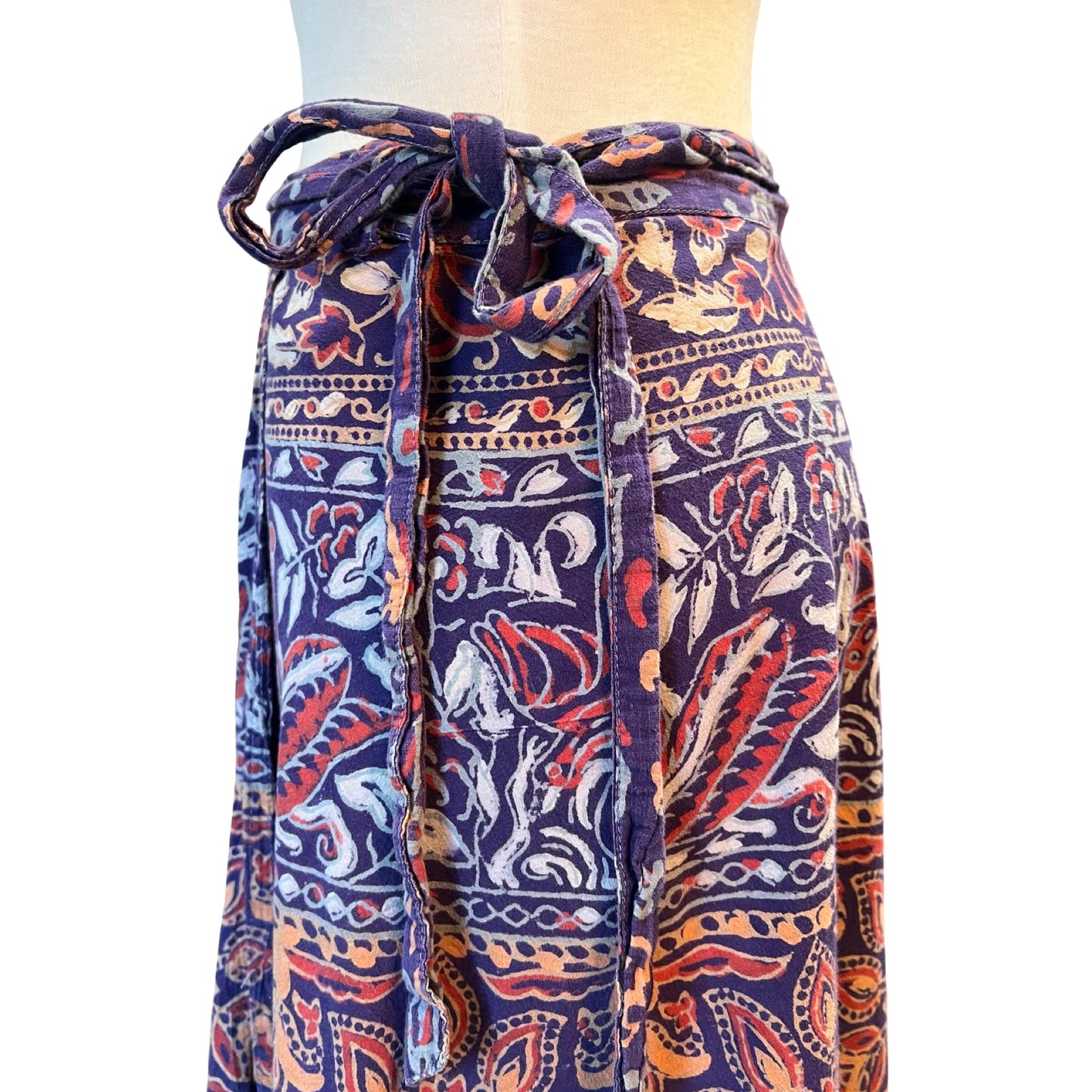 Vintage Geeta Batik Print Maxi Wrap Skirt O/S
