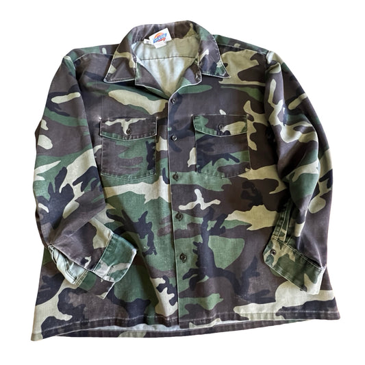 Vintage Dickies Worn & Distressed Camo Work Shirt XL