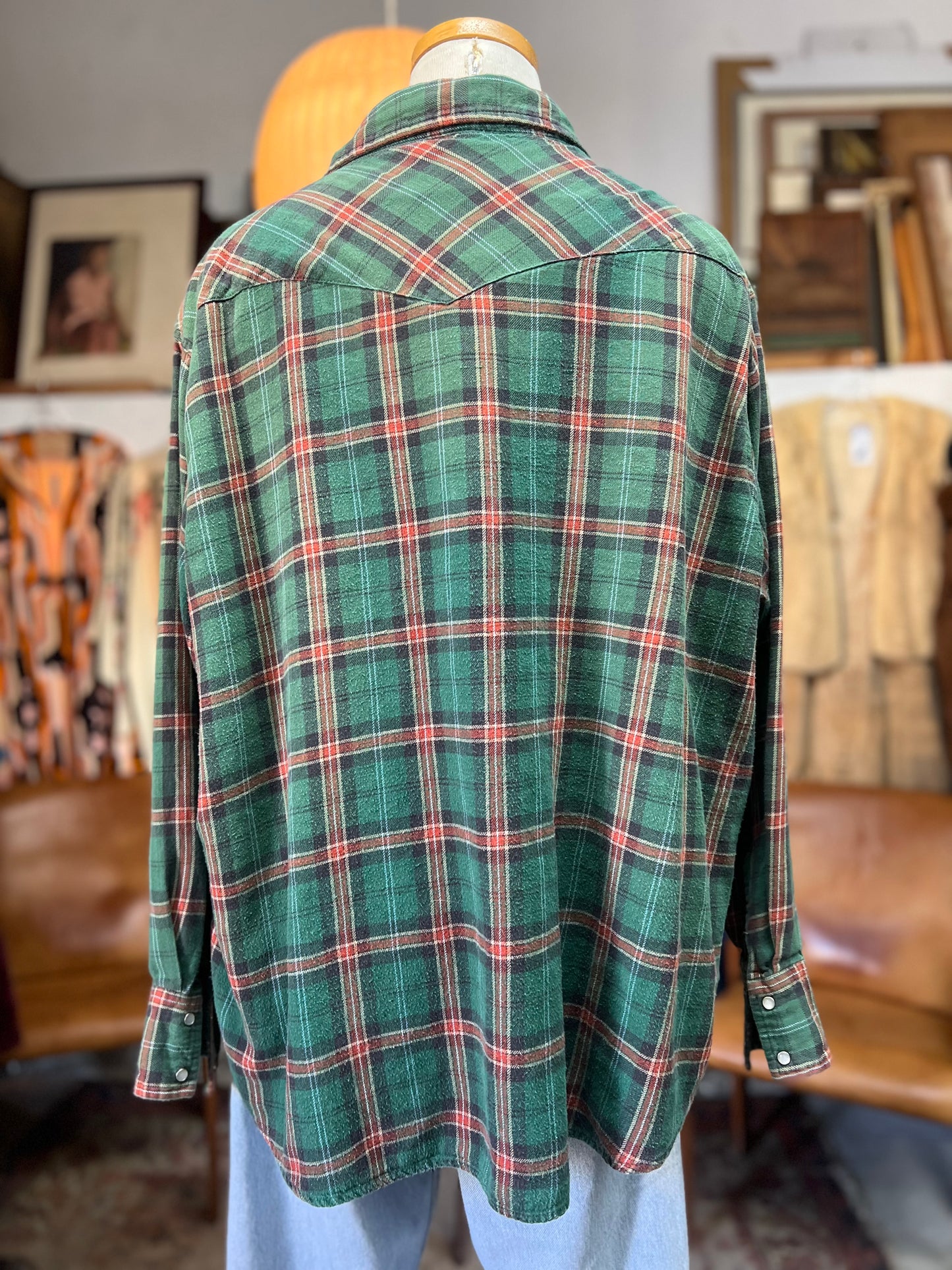 Vintage Oversized Wrangler Pearl Snap Flannel 3XL
