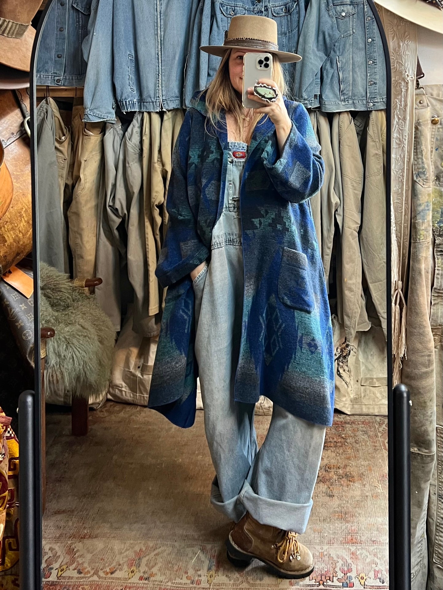 Tysa Aztec Camp Blanket Shawl Collar Oversized Wrap Jacket 2/3 L/XL Never Worn