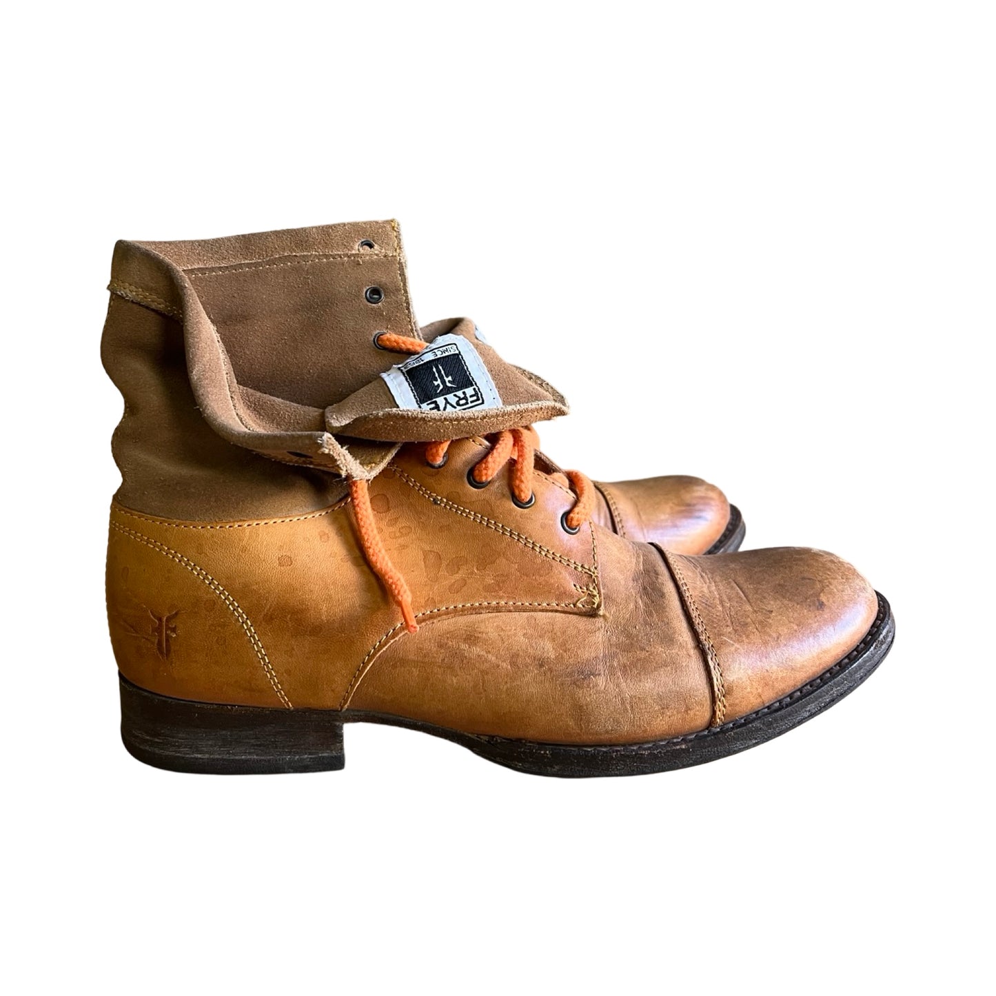 Vintage Frye White Label Distressed & Well Worn Lace Up Ankle Boots Women’s 8