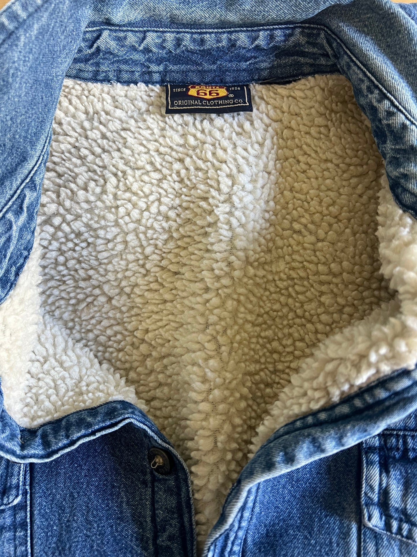 Vintage Oversized 80’s Route 66 Denim Sherpa Shirt Jacket XL/XXL