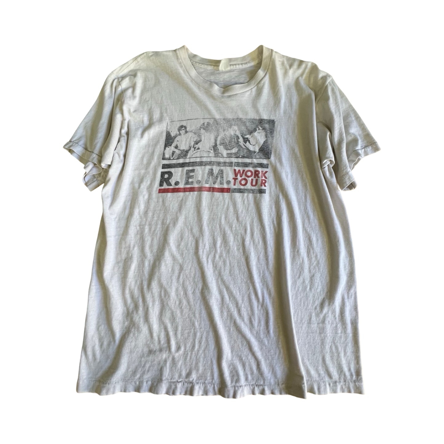 Vintage 1987 REM Work Tour Single Stitch Double Sided Rock Tee XL