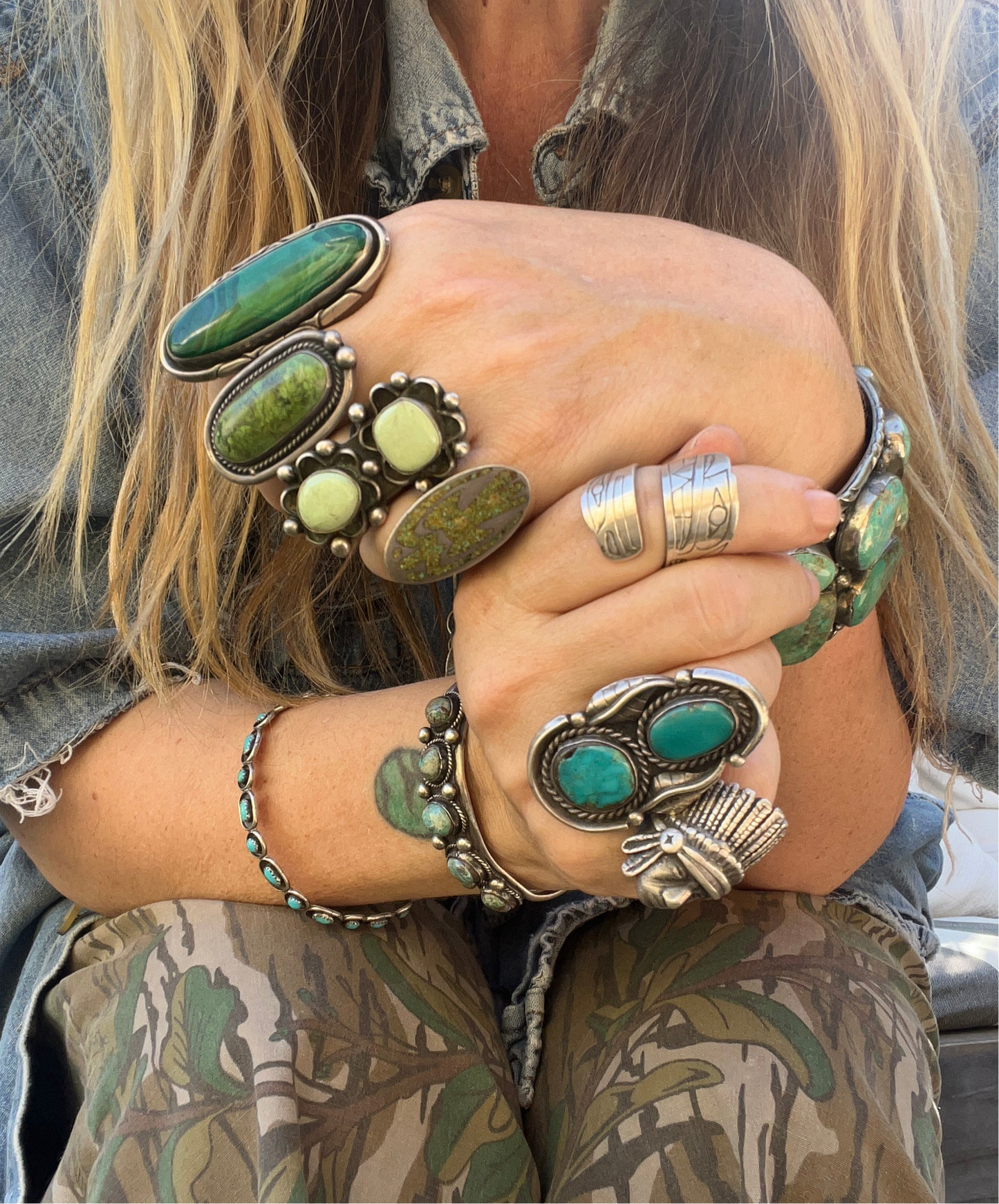 Vintage Thunderbird Green Turquoise Mosaic Inlay Ring 5