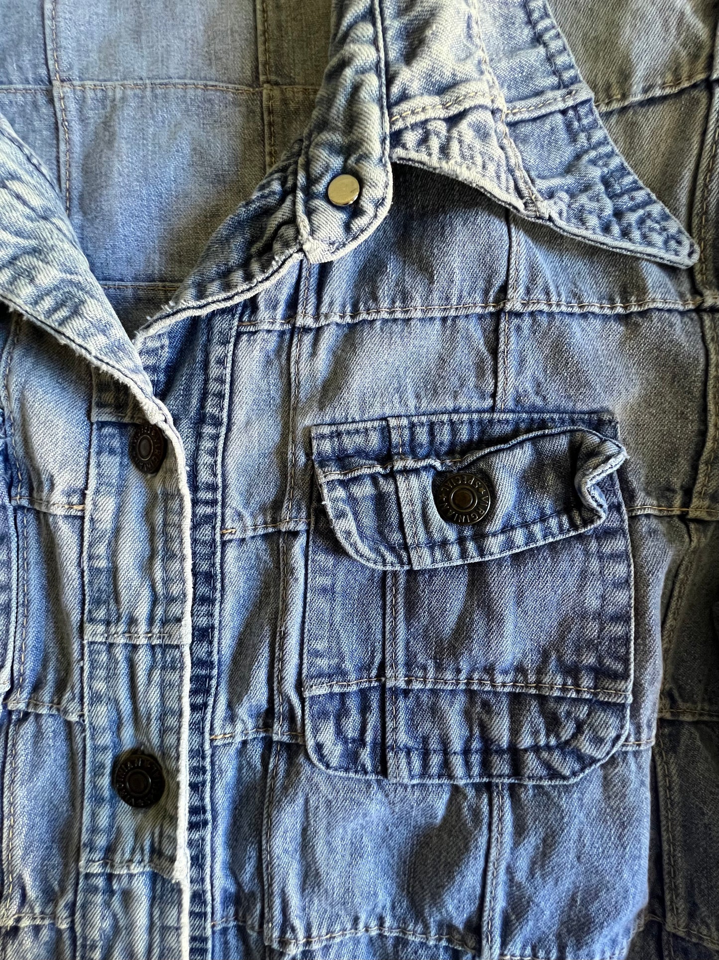Vintage Rare 70’s Patchwork Denim Button Down Shirt Virginian Special