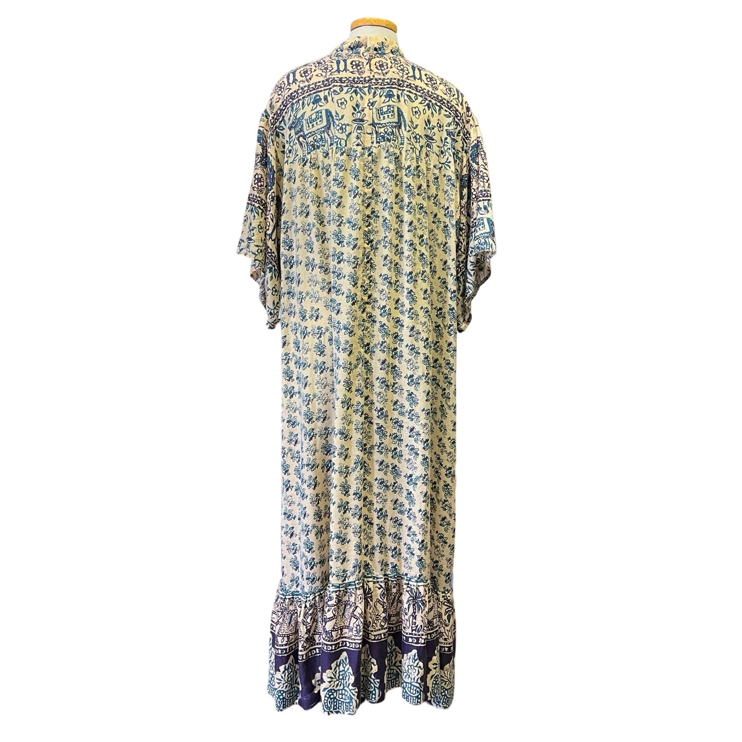 Vintage 70’s Handmade Bohemian India Block Print Cotton Maxi Dress